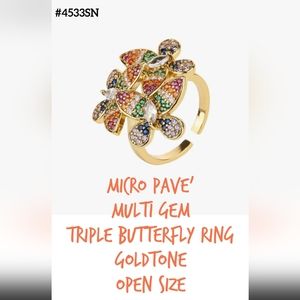 Stunning micro multi gem 'butterfly' ring, open size